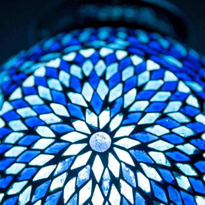 Blaue Mosaik Pendelleuchte Orientalisch, Isa