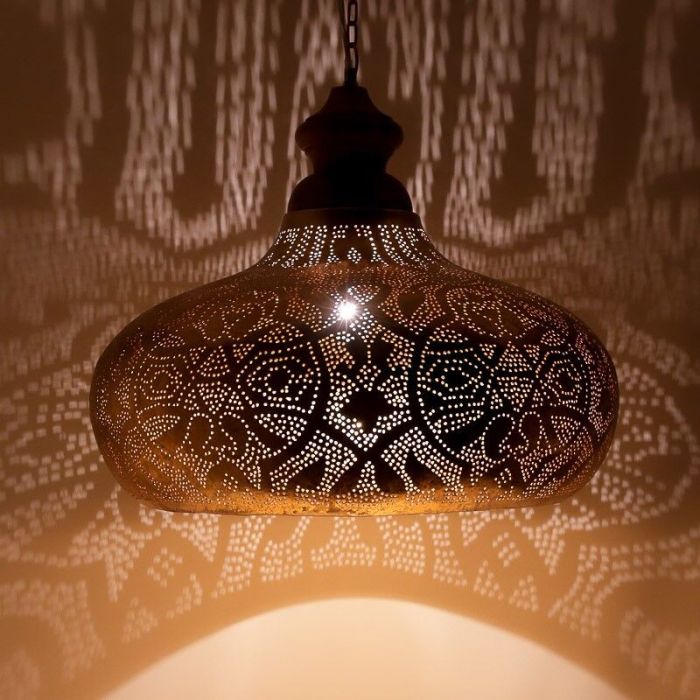 Goldene Pendelleuchte Orientalisch, Zina