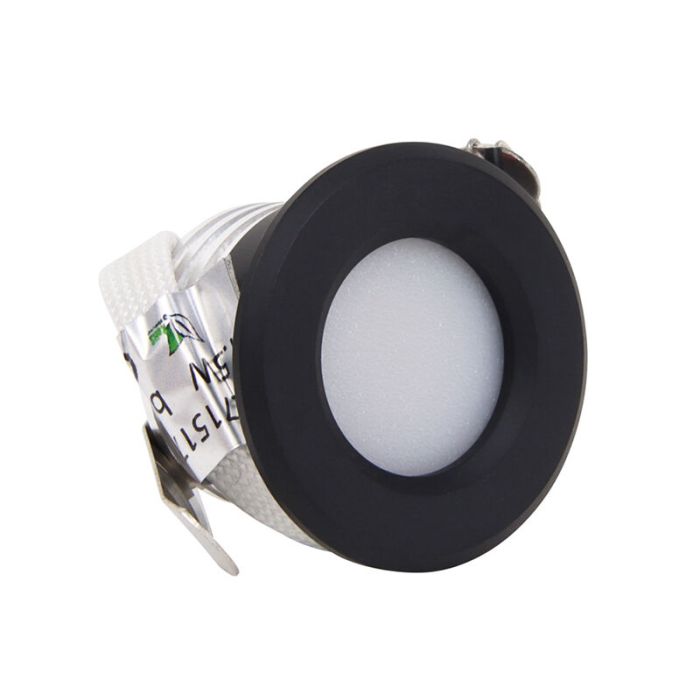 Schwarze Mini Einbaustrahler Aluminium, Philomena, 1,5W, 2700K LED, IP44