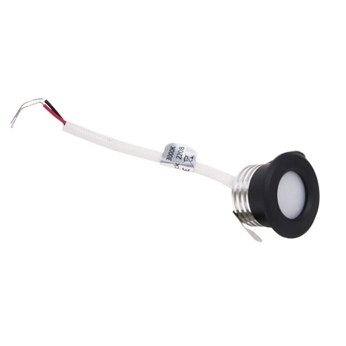 Schwarze Mini Einbaustrahler Aluminium, Philomena, 1,5W, 2700K LED, IP44