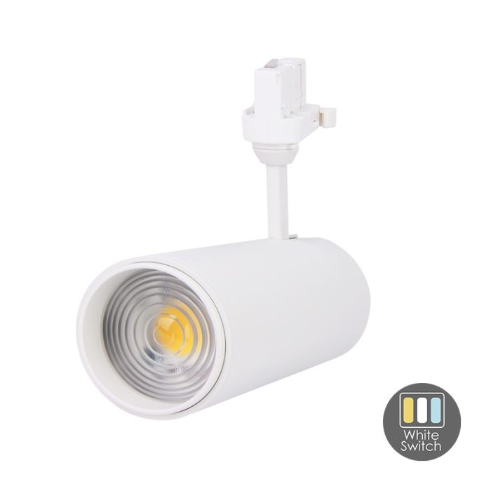 Weißer 3-Phasen-LED-Schienenstrahler Rosella, 10W, weißer Schalter, Pro