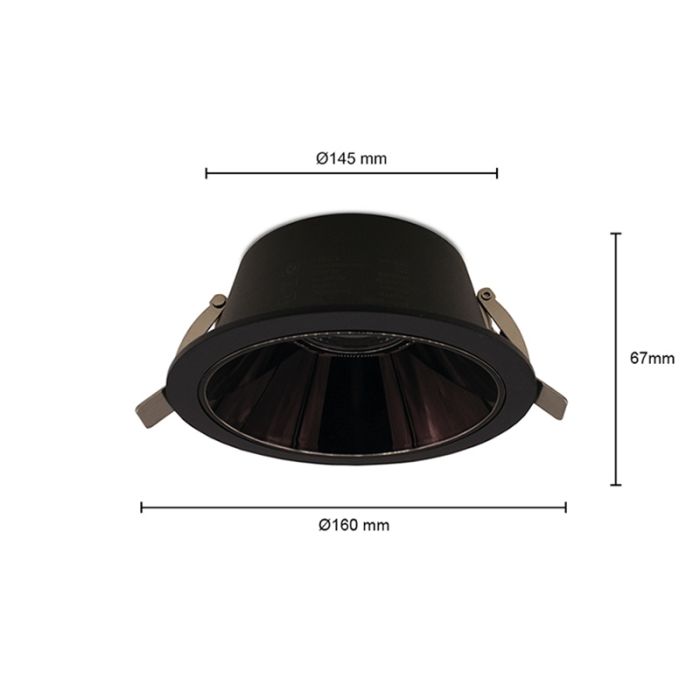 Schwarze Downlight Aluminium, Maud, 16W, White Switch LED, IP22