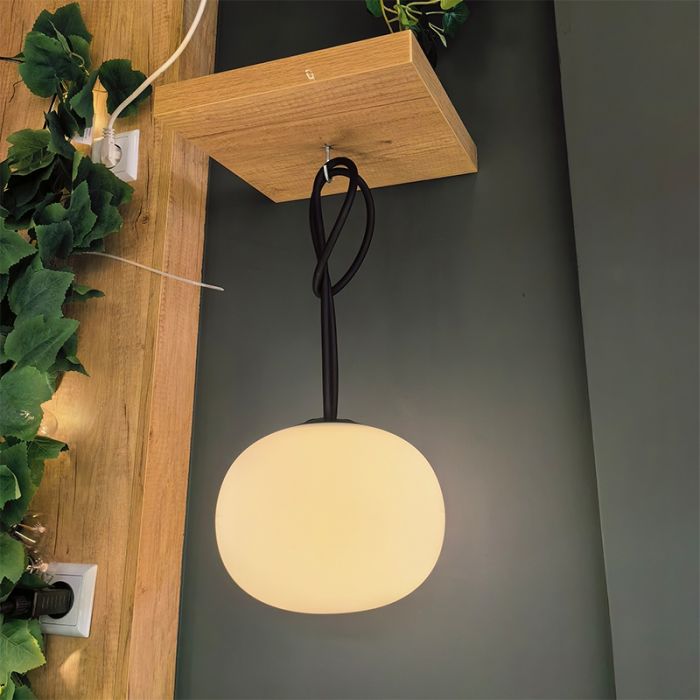 Weiße Solar Pendelleuchte Kunststoff, Pien, 1W, 2700K LED, IP54