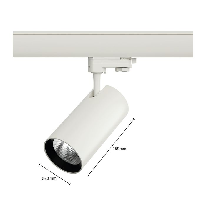 Weißer 3-Phasen-LED-Schienenstrahler Esmiralda, 20W, 3000K, Pro