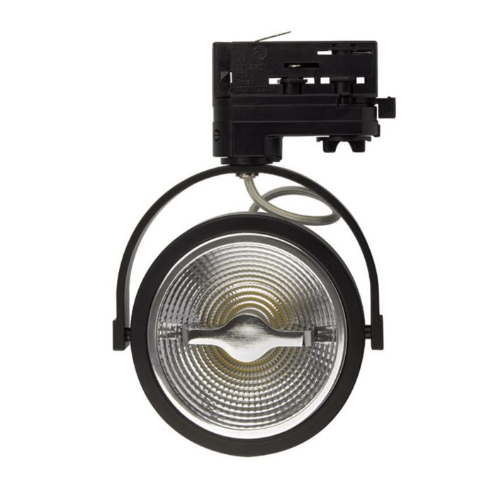 Schwarzer 3-Phasen-LED-Schienenstrahler Tirsa, 15W, 4000K, Pro