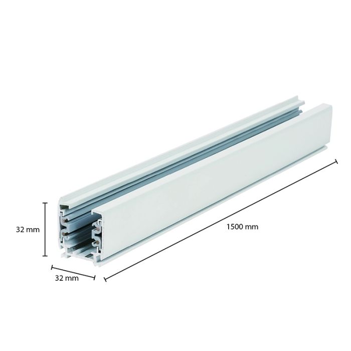 3-Phasen-Schiene, 1,5 Meter, weiß, Pro