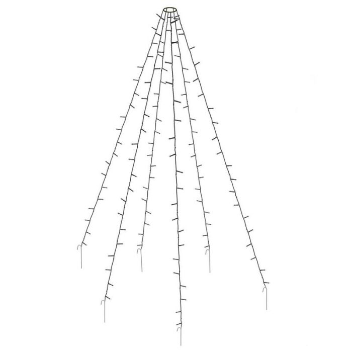 Fahnenmastbeleuchtung für außen, 192 LEDs, 6 Stränge von 2 m, ohne Mast