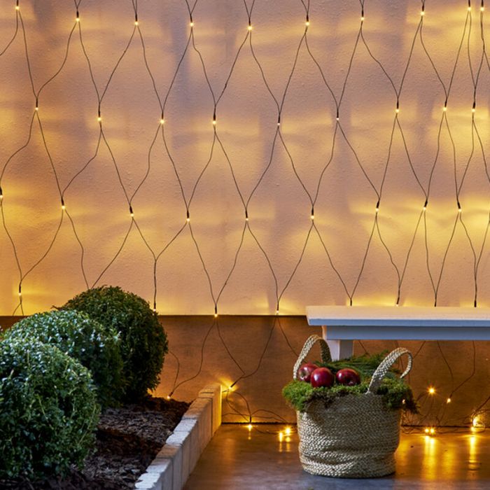 Netz 2x1 Meter, warmweiße LED-Beleuchtung, drinnen und draußen
