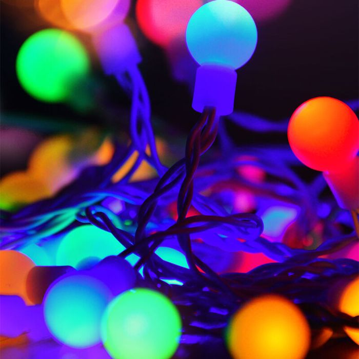 16m LED Weihnachtsbeleuchtung draußen, 80 farbige Balllichter