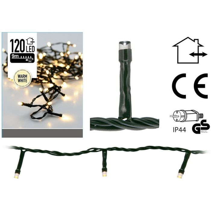 9m LED Weihnachtslichter draußen, 120 warmweiße Lichter