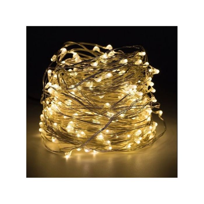 2 m LED-Kabelbeleuchtung an der Batterie, 40 LEDs, warmweiß