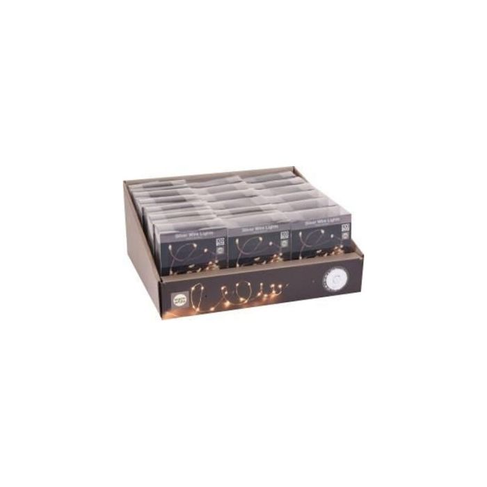2 m LED-Kabelbeleuchtung an der Batterie, 40 LEDs, warmweiß