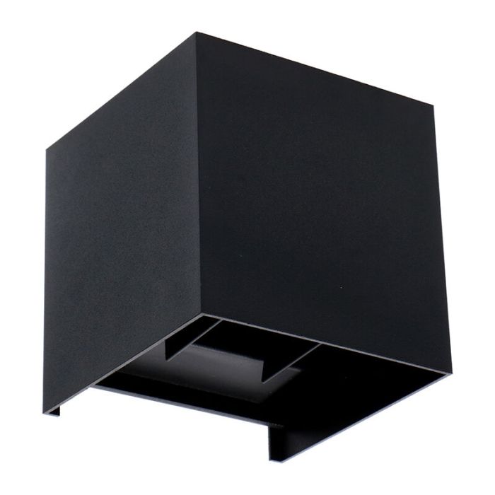 Schwarze moderne Up down Wandleuchte Aluminium, Dion, 7W, dim to warm LED, IP65