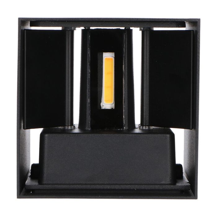 Schwarze moderne Up down Wandleuchte Aluminium, Dion, 7W, dim to warm LED, IP65