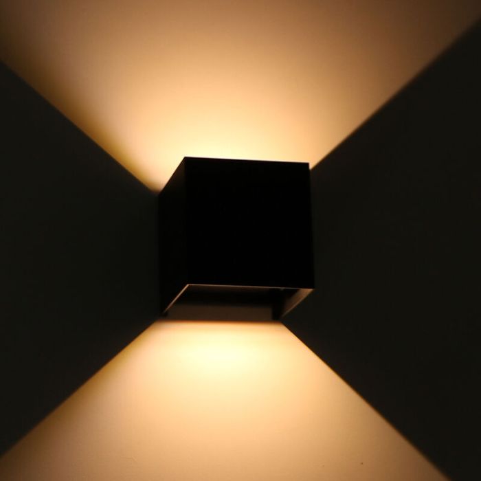 Schwarze moderne Up down Wandleuchte Aluminium, Dion, 7W, dim to warm LED, IP65