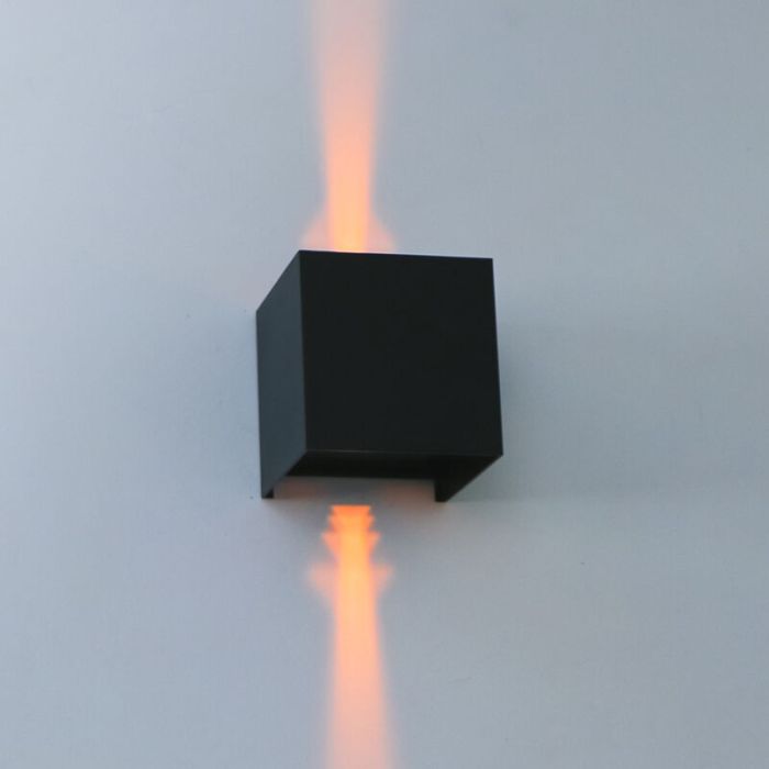 Schwarze moderne Up down Wandleuchte Aluminium, Dion, 7W, dim to warm LED, IP65