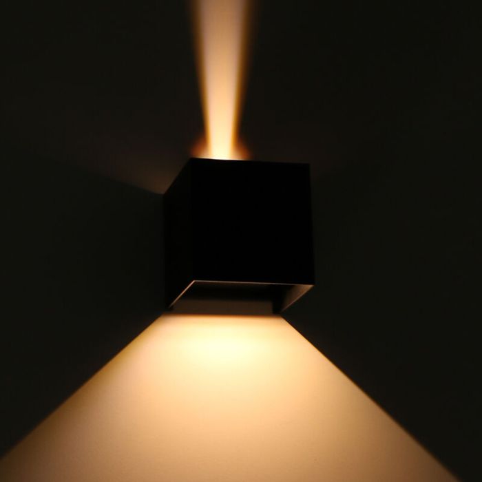 Schwarze moderne Up down Wandleuchte Aluminium, Dion, 7W, dim to warm LED, IP65