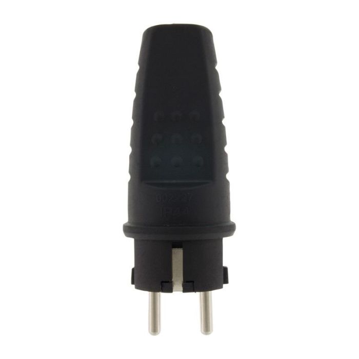 Stecker SCHUKO Rubber 10/16 Ampere, schwarz