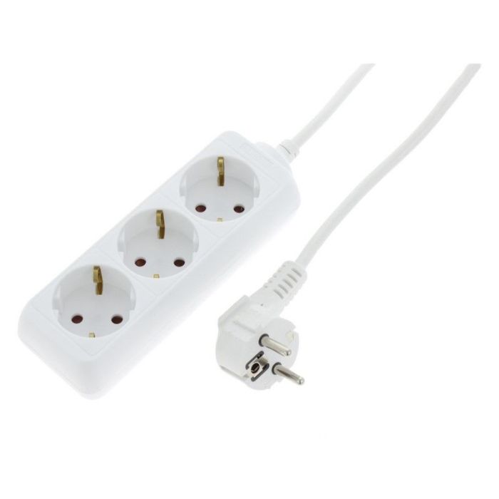 Exin-Steckdosenleiste 3-polig, geerdet, 2300 W 3 x 1,0 mm. 3 m weiß