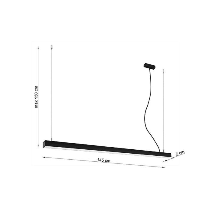 Aluminium Pendelleuchte Schwarz, Mascha, 48W, 3000K LED