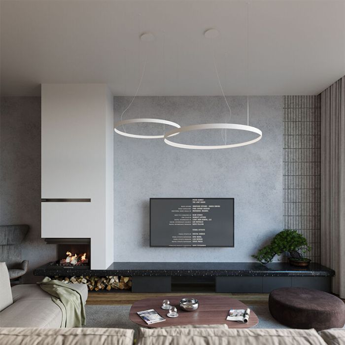 Aluminium Pendelleuchte Weiß, Ringo, 50W, 3000K LED