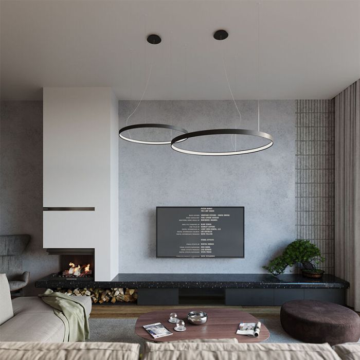 Aluminium Pendelleuchte Schwarz, Ringo, 30W, 3000K LED