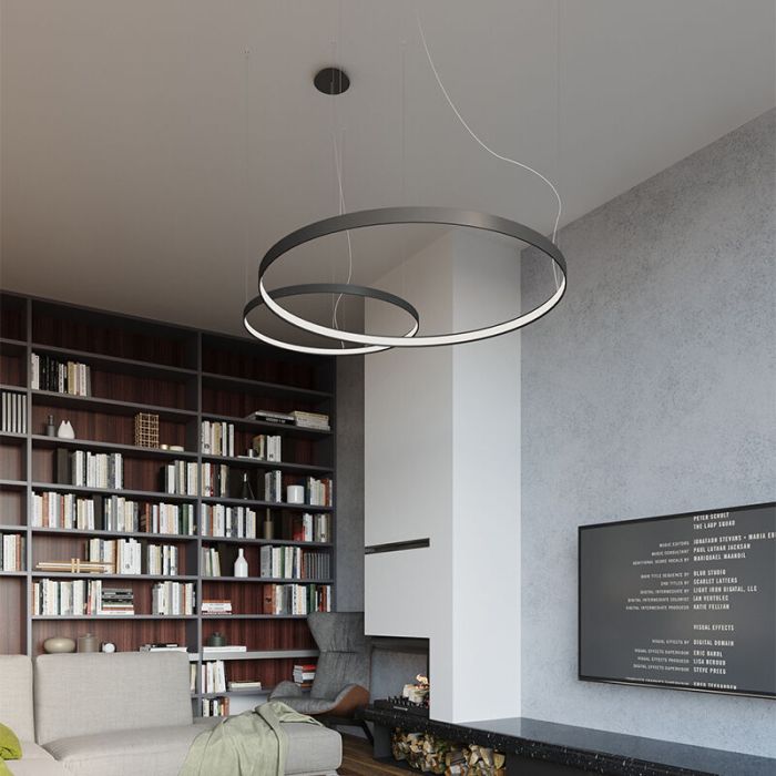 Aluminium Pendelleuchte Schwarz, Ringo, 30W, 3000K LED