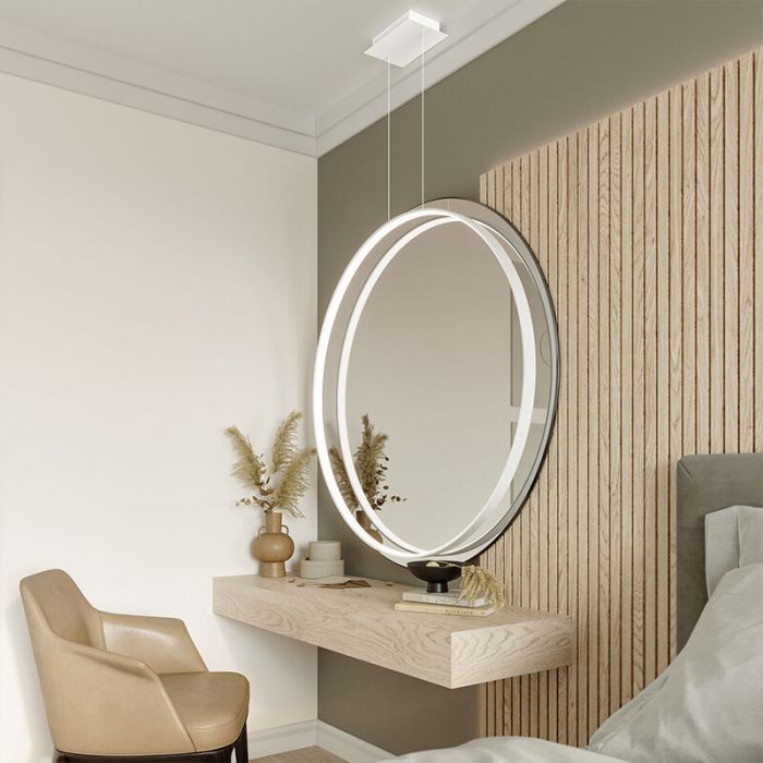 Aluminium Pendelleuchte Weiß, Ringo, 50W, 3000K LED