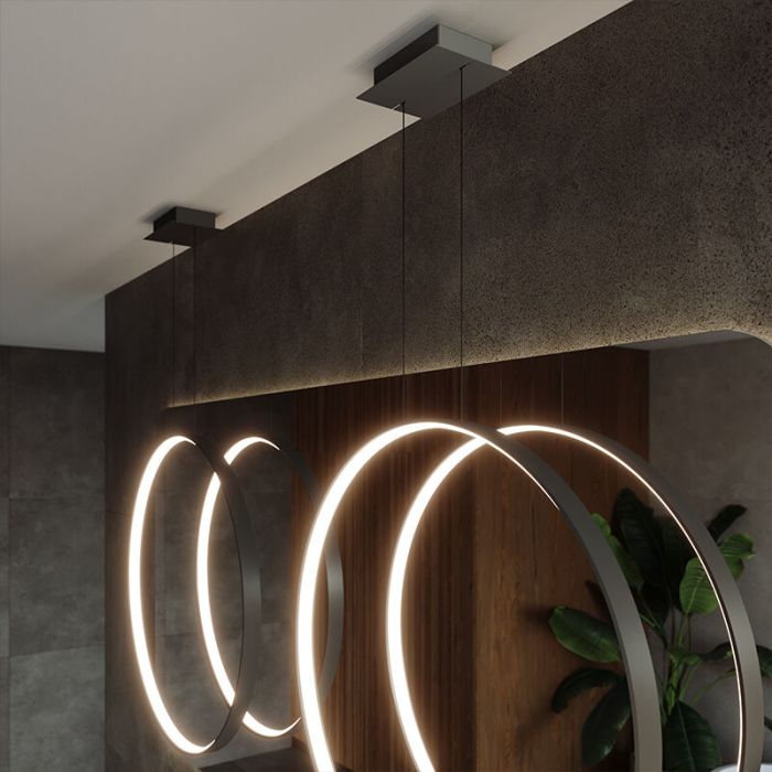 Aluminium Pendelleuchte Schwarz, Ringo, 50W, 3000K LED