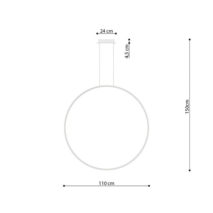 Aluminium Pendelleuchte Schwarz, Ringo, 70W, 3000K LED