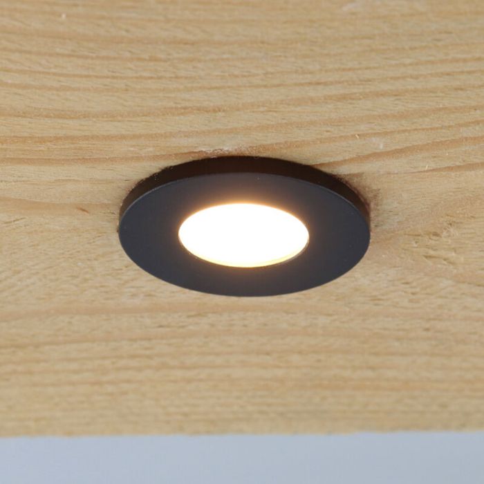 6 schwarze Einbaustrahler Terrassenüberdachung Dico, IP65, inkl. Anschlussset und Fernbedienung