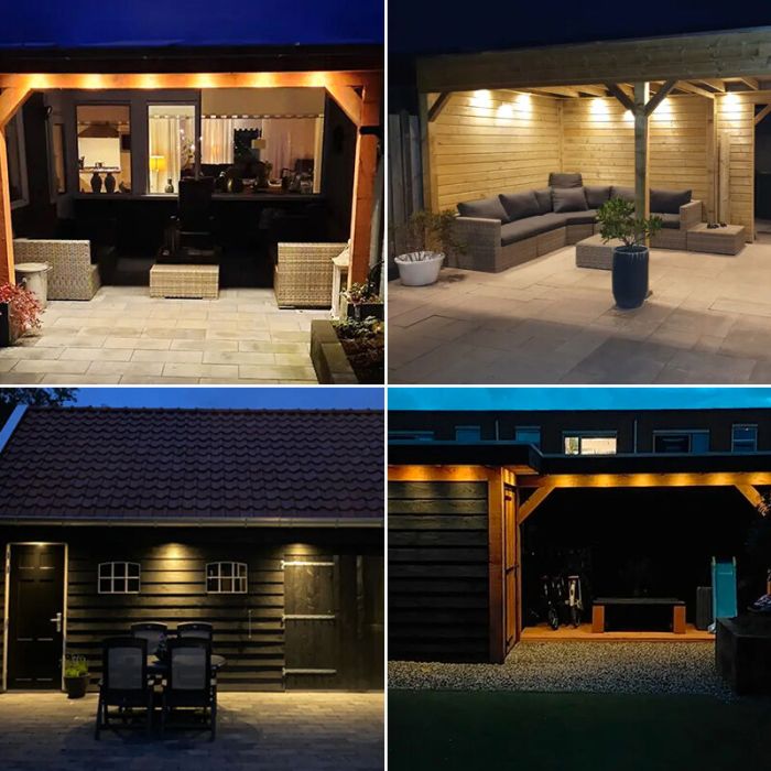 3 chrom Einbaustrahler Terrassenüberdachung Dico, IP65, inkl. Anschlussset und Fernbedienung