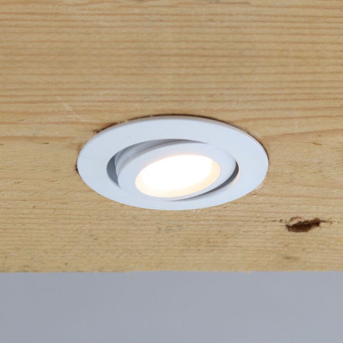 13 schwenkbare Einbaustrahler Terrassenüberdachung Rona, IP44, mit Anschlussset und Fernbedienung, Weiß
