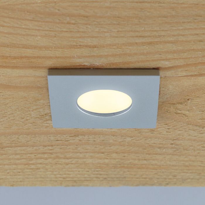 8 eckige chrom Einbaustrahler Terrassenüberdachung Dico, IP65, inkl. Anschlussset und Fernbedienung
