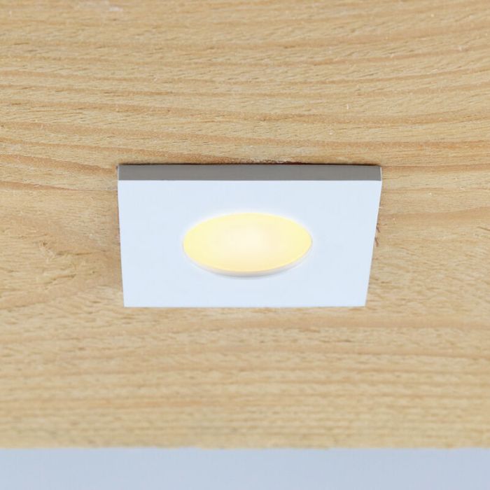 8 eckige weiße Einbaustrahler Terrassenüberdachung Dico, IP65, inkl. Anschlussset und Fernbedienung