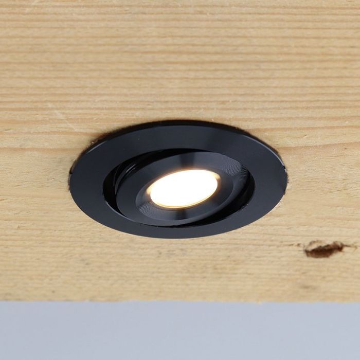 3 schwenkbare Smart Einbaustrahler Terrassenüberdachung Rona, IP44, mit Anschlussset, Schwarz