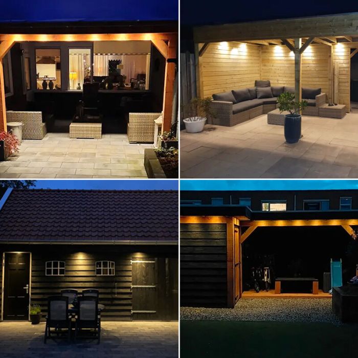 3 schwenkbare Smart Einbaustrahler Terrassenüberdachung Rona, IP44, mit Anschlussset, Schwarz
