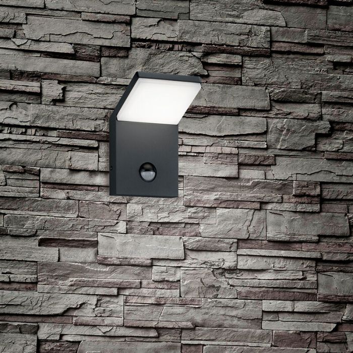 Anthrazit Außen Wandleuchte mit Bewegungsmelder Modern, Solana, 9W, 3000K LED, IP54