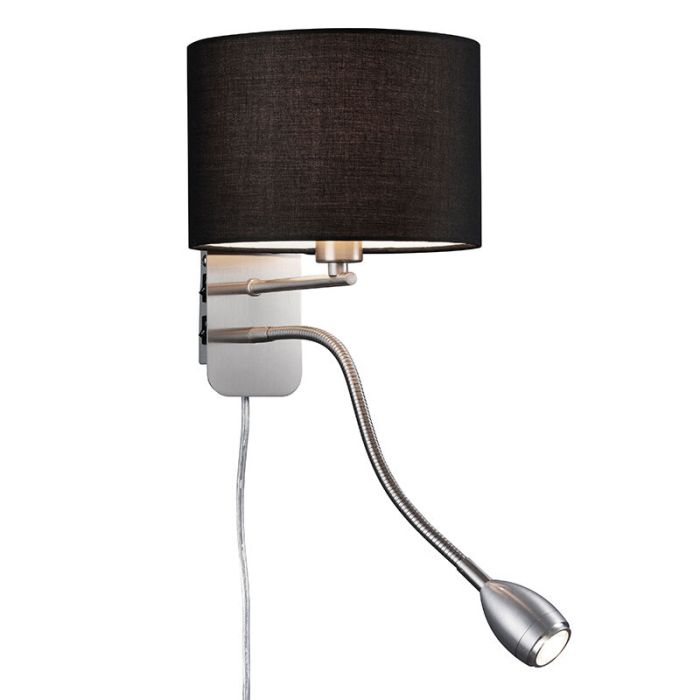 Nickel Wandleuchte Metall, Ledbury, mit Schalter