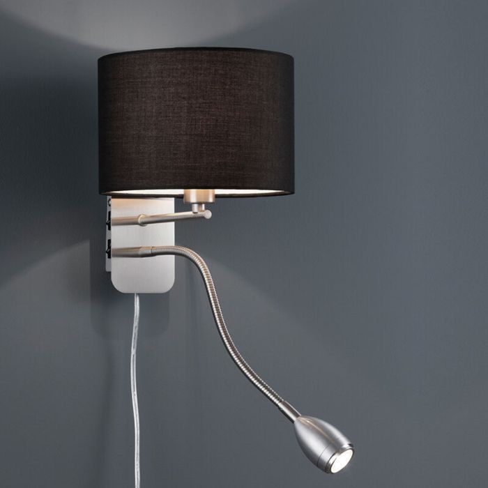 Nickel Wandleuchte Metall, Ledbury, mit Schalter
