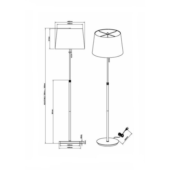 Messing Stehlampe Antik, Niva, mit Zugschalter