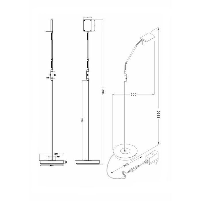 Messing Stehlampe Modern, Robin, 12W, 3000K LED, mit Touch-Dimmer
