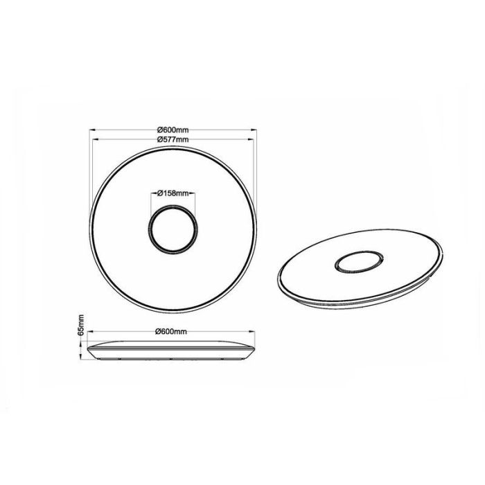 Weiße Deckenlampe Metall, Vibol, 45W, 3000K LED, mit Fernbedienung
