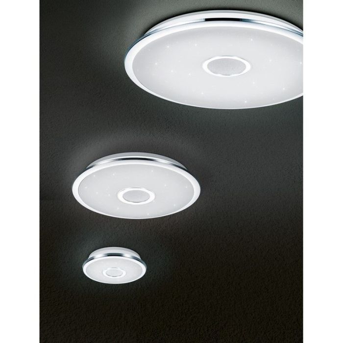 Chrom Deckenlampe Glas, Yailee, 100W, warm- bis kaltweiß einstellbare LED, mit Fernbedienung