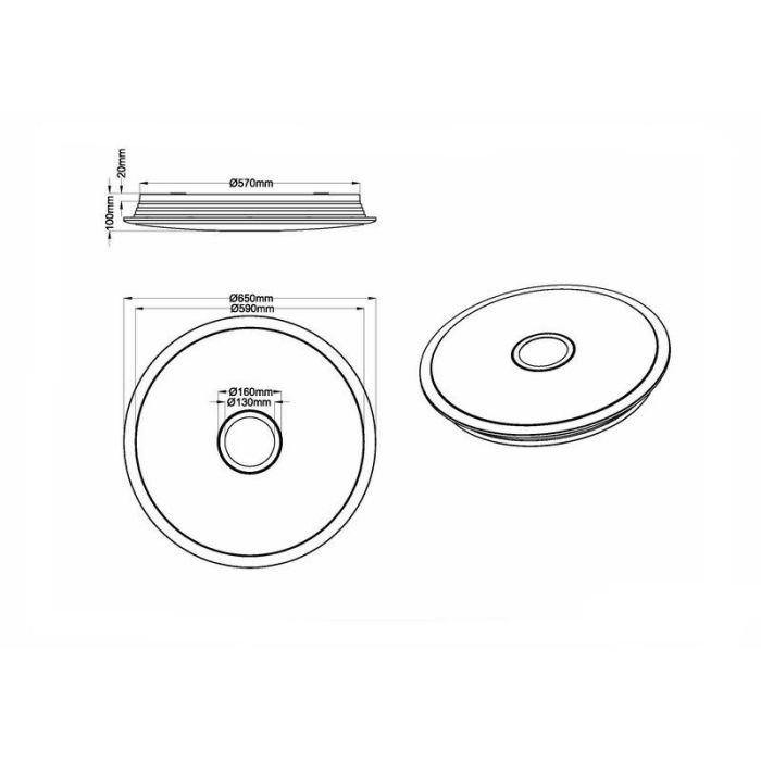 Chrom Deckenlampe Glas, Yailee, 100W, warm- bis kaltweiß einstellbare LED, mit Fernbedienung
