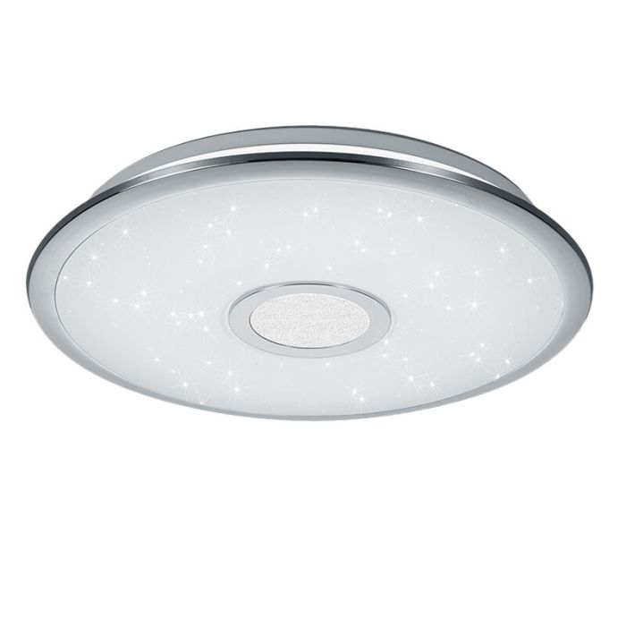 Chrom Deckenlampe Kunststoff, Yailee, 30W, warm- bis kaltweiß einstellbare LED, mit Fernbedienung