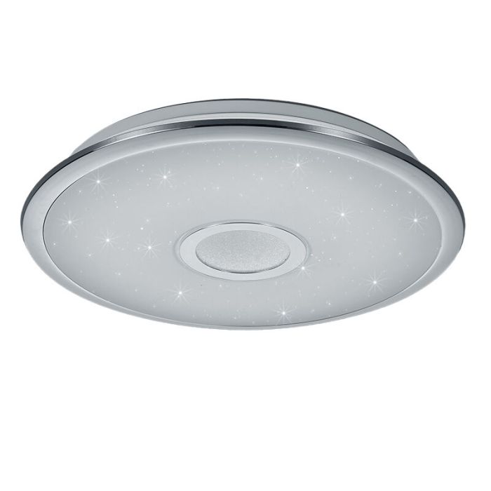 Chrom Deckenlampe Kunststoff, Yailee, 30W, warm- bis kaltweiß einstellbare LED, mit Fernbedienung