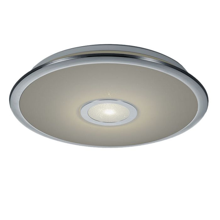 Chrom Deckenlampe Kunststoff, Yailee, 30W, warm- bis kaltweiß einstellbare LED, mit Fernbedienung