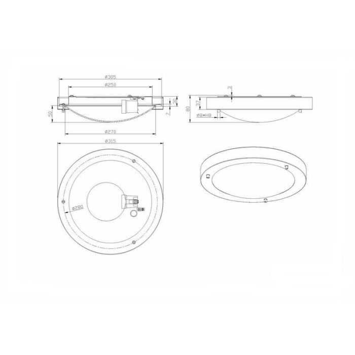 Nickel Badezimmer Deckenleuchte Glas, Hadleigh, IP44