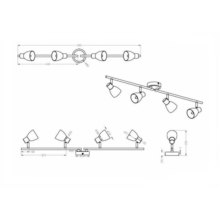 Nickel Deckenstrahler Glas, Edwin